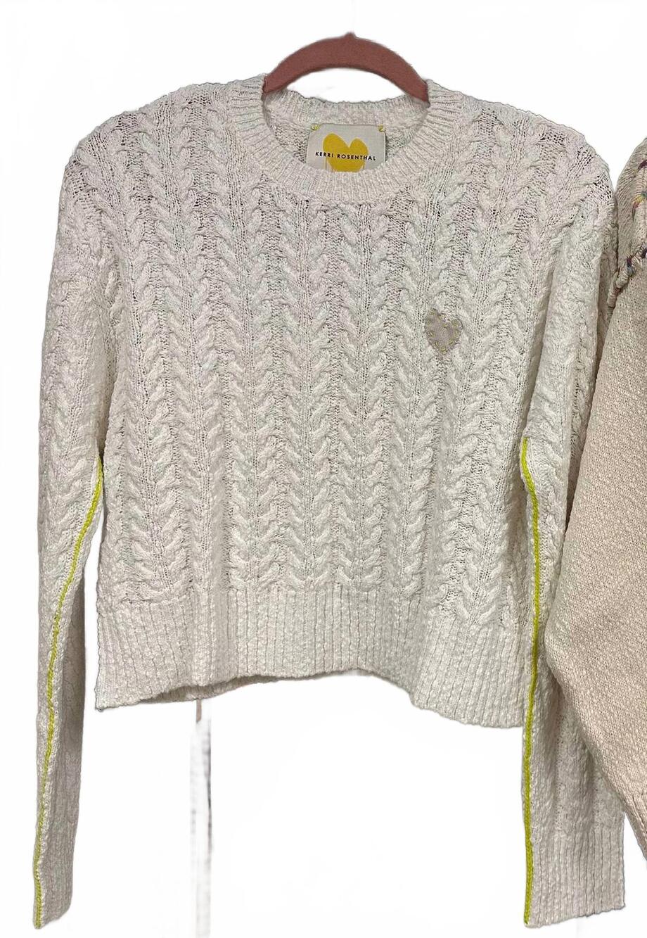 NEW KERRI ROSENTHAL women's dune long sleeve sweater in white